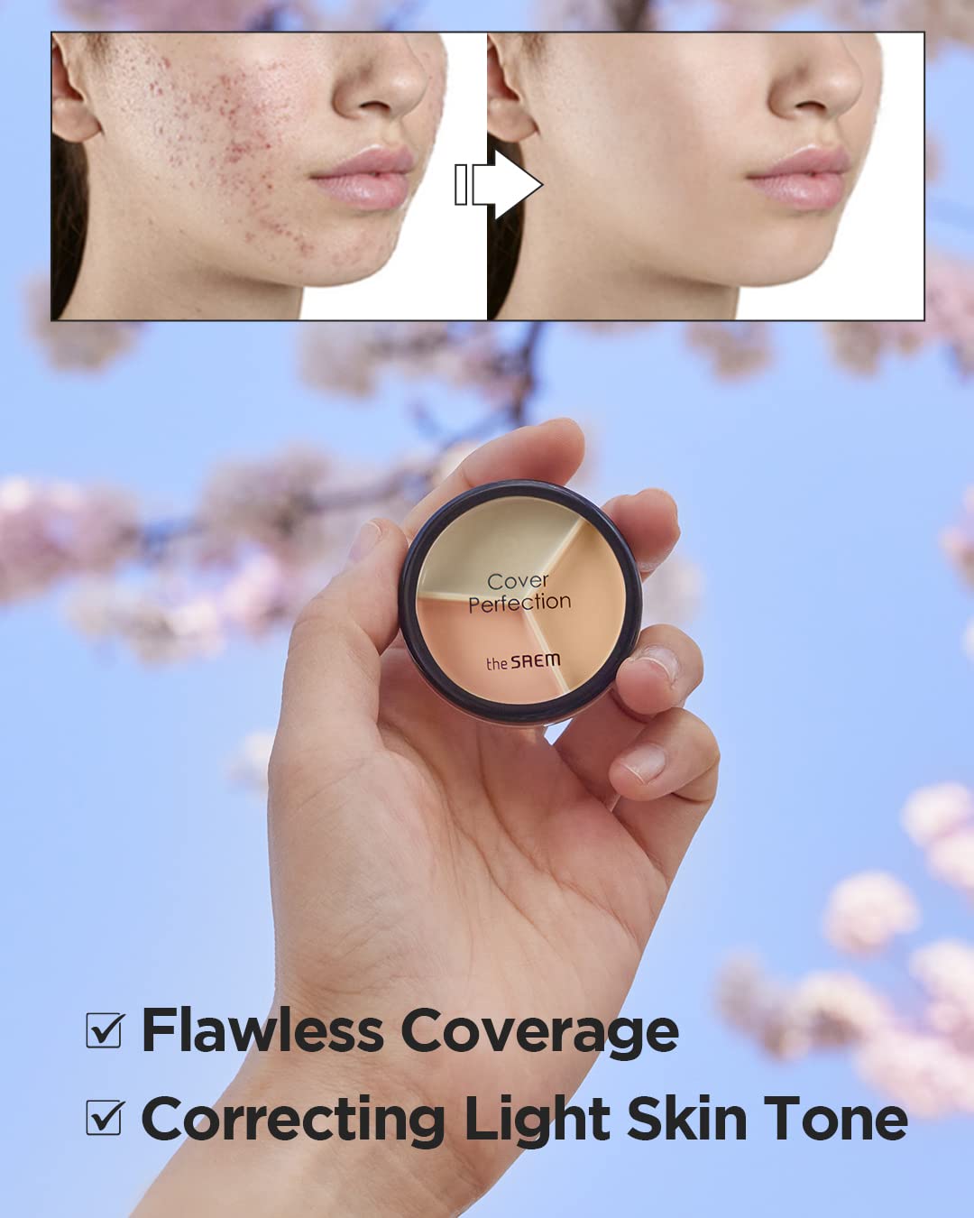 THE SAEM Cover Perfection Triple Pot Concealer - 03 Correct Up Beige Health & Beauty oceanbuy.ca markham toronto free ship USA asian korean skincare
