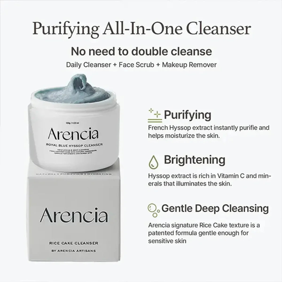 ARENCIA Royal Blue Hyssop Cleanser 120g Health & Beauty