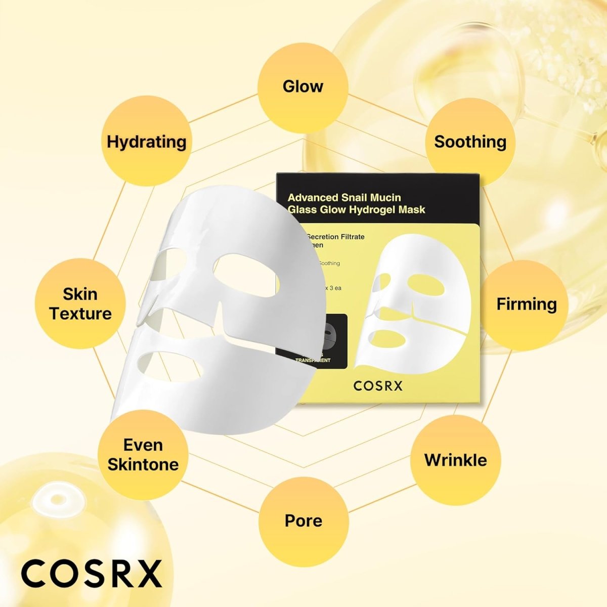 COSRX Advanced Snail Mucin Glass Glow Hydrogel Face Masks 3Pcs Health & Beauty oceanbuy beauty markham toronto free ship USA asian korean skincare