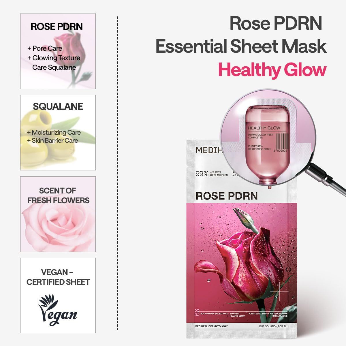 MEDIHEAL Rose PDRN Essential Sheet Mask 4Pcs Health & Beauty Kbeauty markham toronto free ship USA asian korean