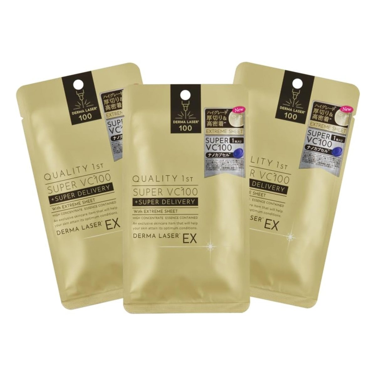 QUALITY FIRST Derma Laser EX Super VC100 Mask 3Pcs Health & Beauty oceanbuy beauty markham toronto free ship USA asian korean skincare
