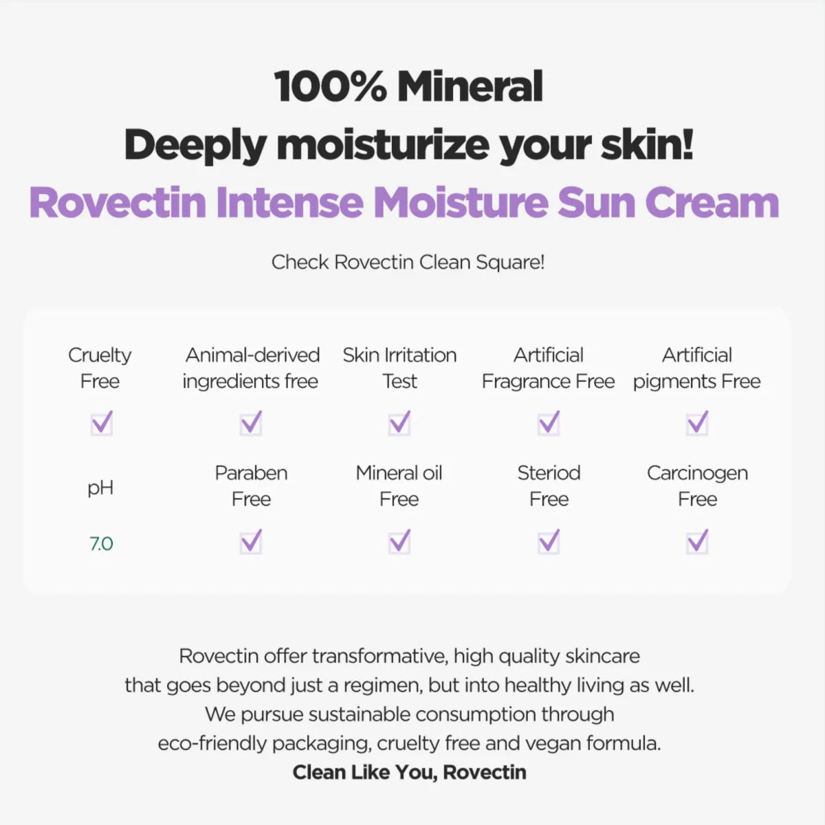 ROVECTIN Intense Moisture Sun Cream SPF50+ PA++++ 50ml Health & Beauty Kbeauty markham toronto free ship USA asian korean