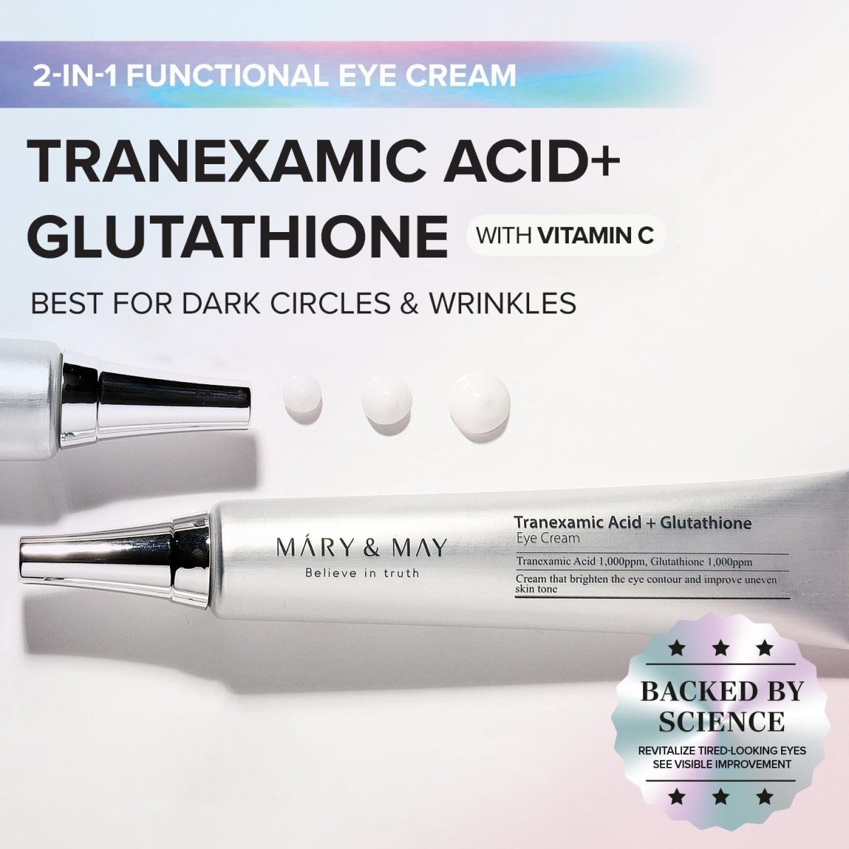 MARY & MAY Tranexamic Acid + Glutathione Eye Cream 30g Health & Beauty